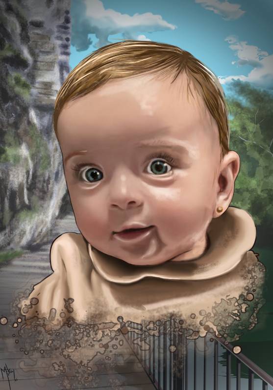 Retrato de bebe con un fondo de Cuenca
