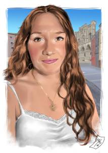 /Ilustración única de una chica adolescente, realizada con técnicas artísticas que resaltan la frescura, la delicadeza y la personalidad propia de la juventud. Cada trazo está pensado para transmitir emoción y dar vida al retrato, convirtiéndolo en una pieza ideal para decorar o inspirar.