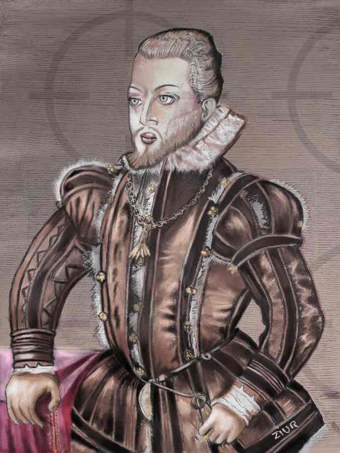 /COLECCIÓN ZIUR: Retrato de Felipe II realizado con acrílico sobre lienzo