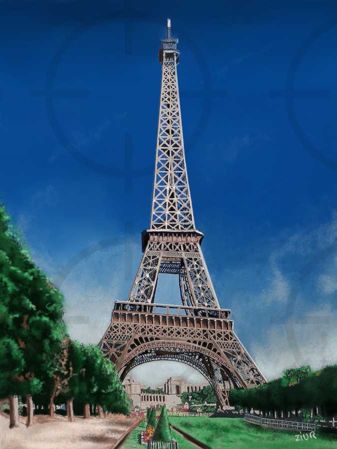 /Colección ZIUR. Cuadro de la torre Eiffel de Paris. Técnica Mixta sobre lienzo