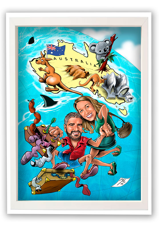 Detalle 4 Ilustración de una pareja de viaje a Australia