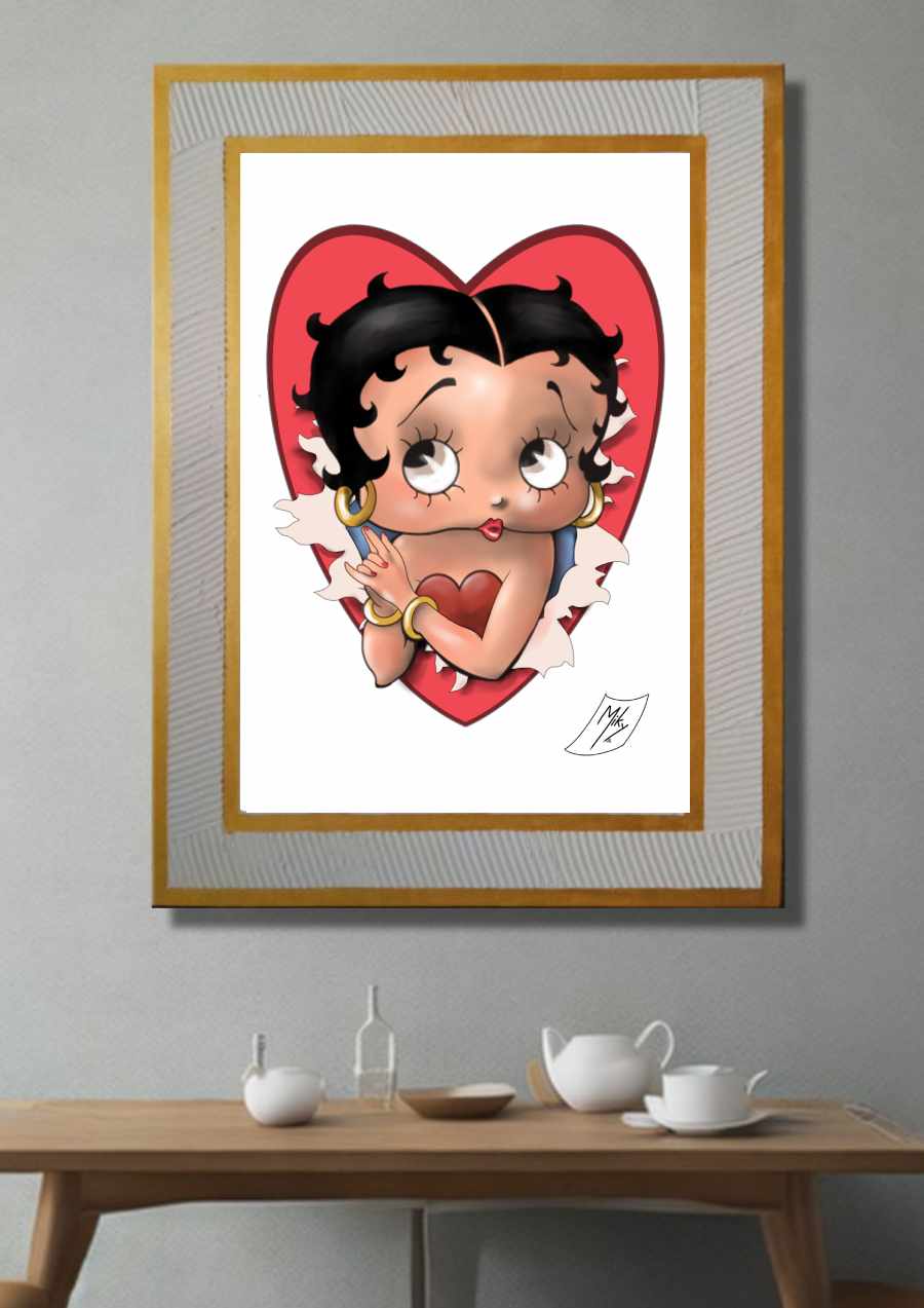 Detalle 4 iustración de Betty Boop dentro de un corazón