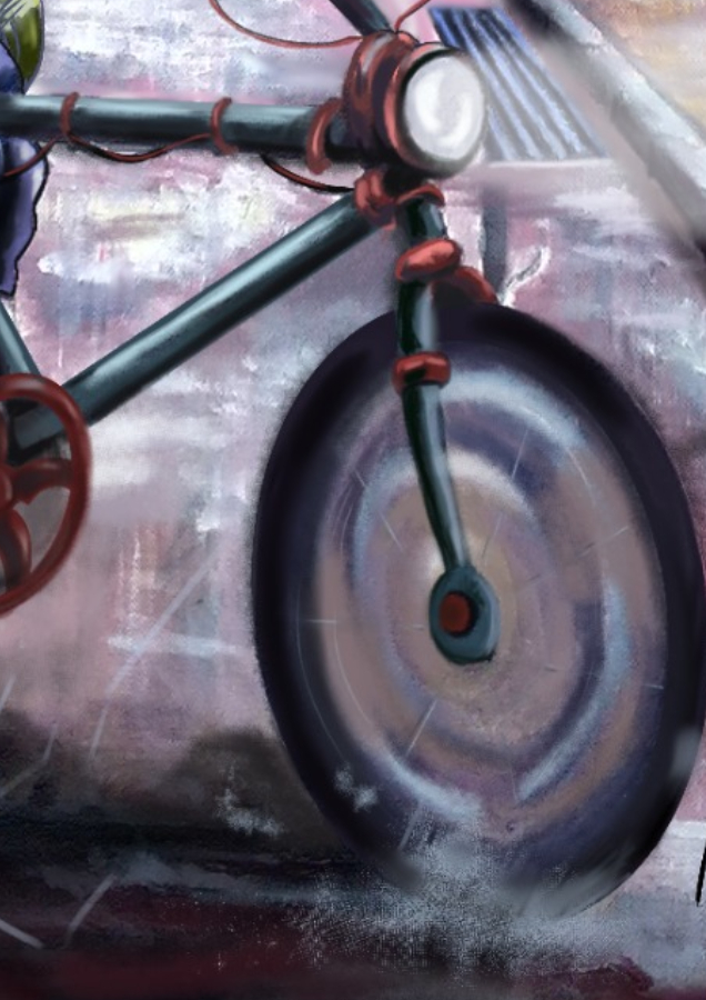 Detalle 2 Ilustración de un paseo en bicicleta por una calle de París