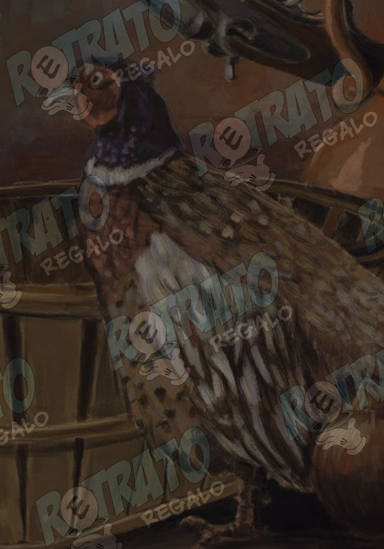Detalle 2 Original realizada a pincel oleo, se trata de un bodegón realizado con elementos de caza y otros