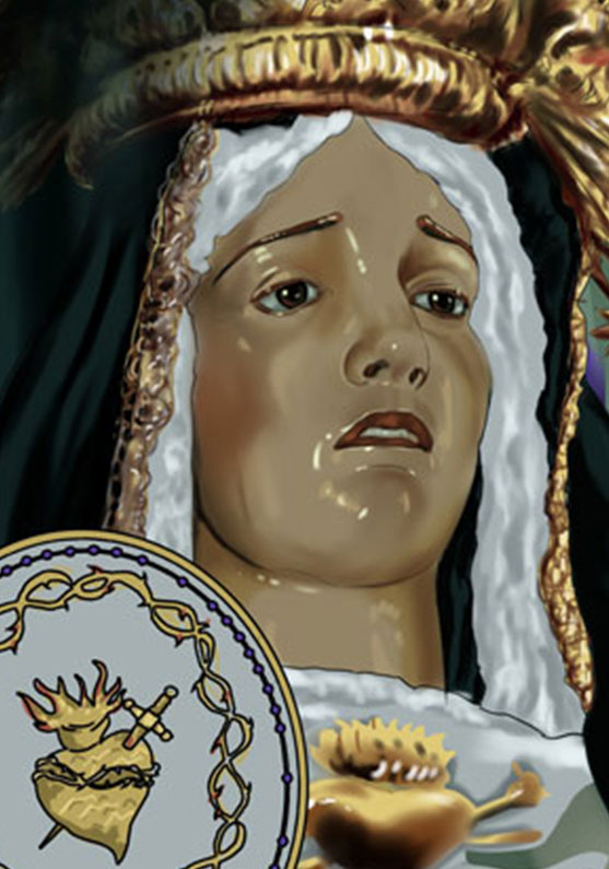 Detalle 2 Retrato de un hermano de la hermandad de La Soledad del Puente. Paso de Semana santa de la Soledad de Puente de Cuenca