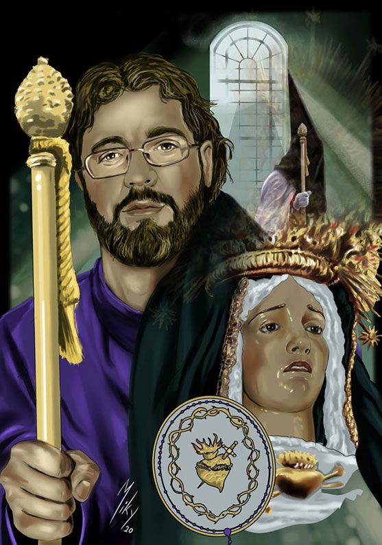 Detalle 3 Retrato de un hermano de la hermandad de La Soledad del Puente. Paso de Semana santa de la Soledad de Puente de Cuenca