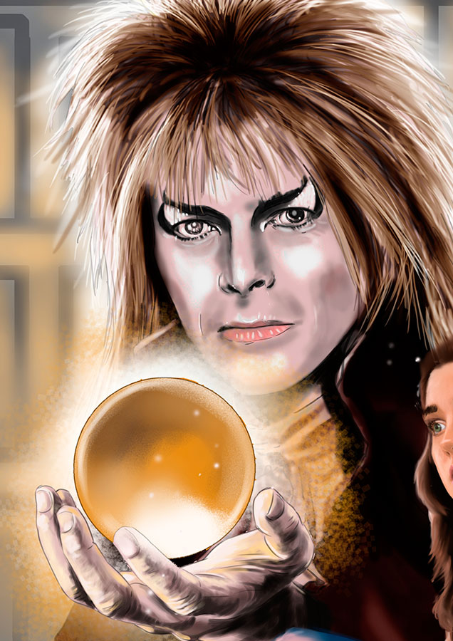 Detalle 2 Ilustración basada en la película de 1986, Dentro del laberinto, protagonizada por David Bowie y Jennifer Connelly