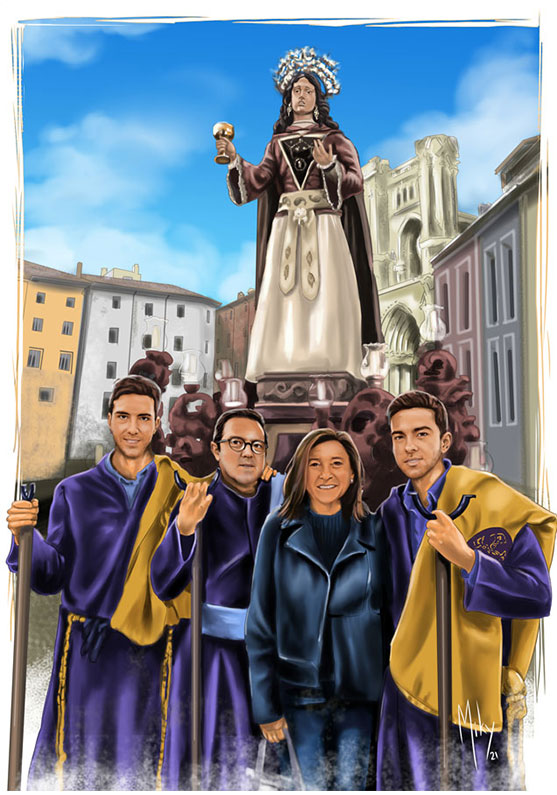 Detalle 1 Retrato de una familia, hermanos de la cofradía de María Magdalena de la procesión de semana santa de Cuenca