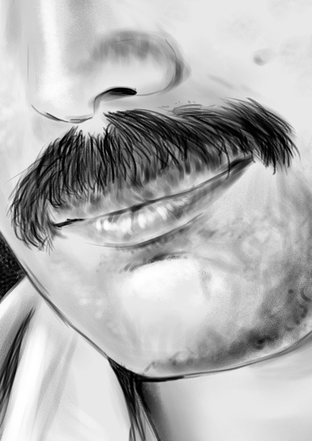 Detalle 3 Retrato de Freddie Mercury realizado a lápiz sobre papel, se vende copia en papel cartulina o en cartón pluma