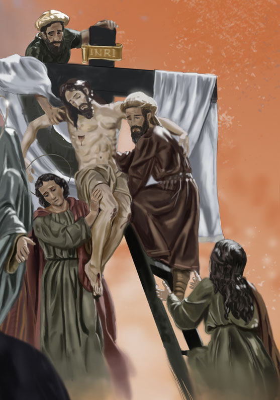 Detalle 2 Ilustración de una nazarena del paso de Semana Santa de Cuenca 