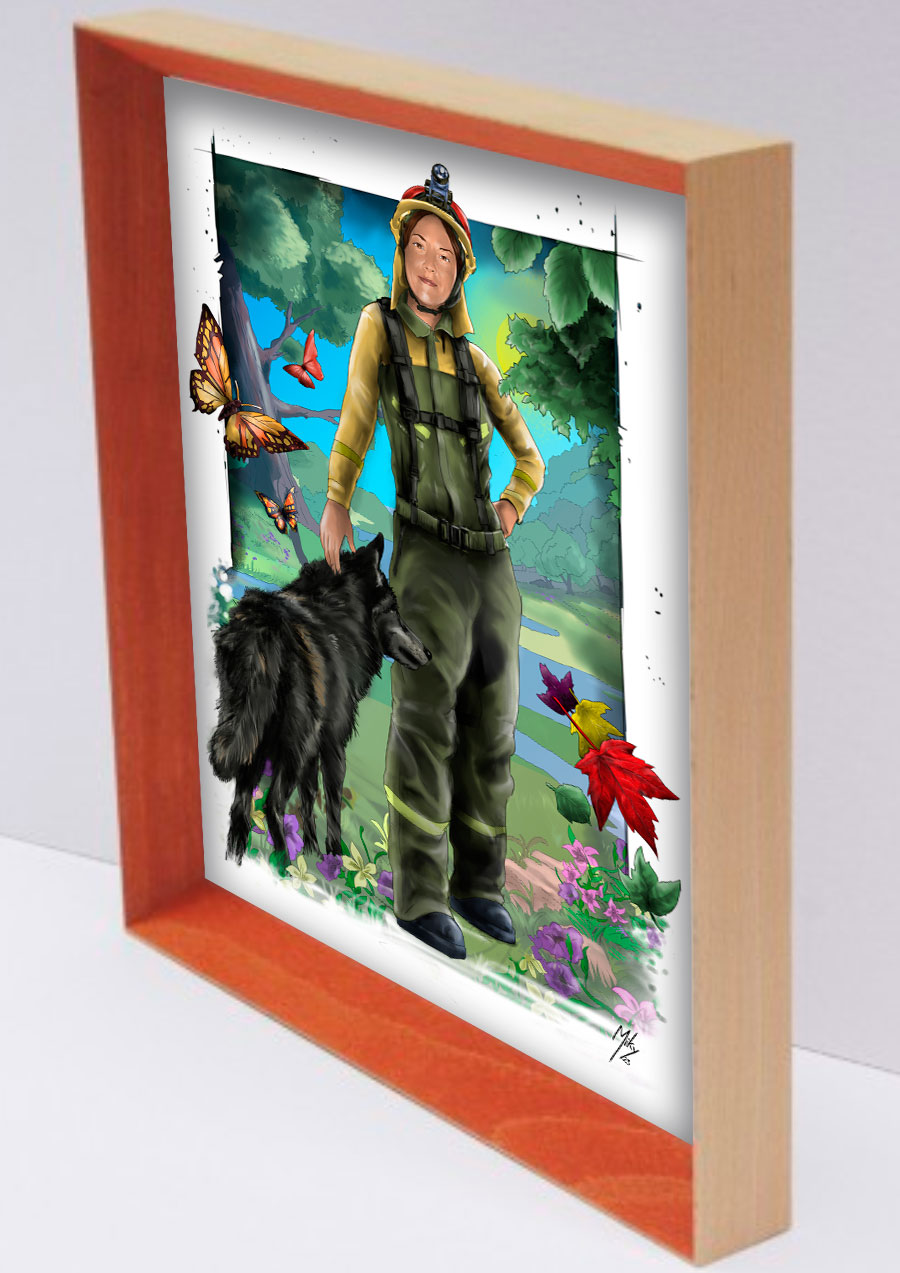 Detalle 4 Retrato de una bombera forestal de la empresa Geacam de Cuenca