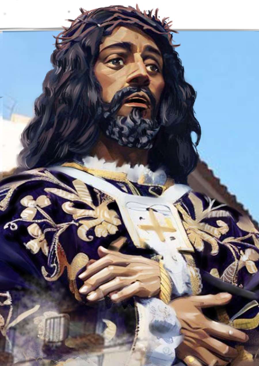 Detalle 3 Retrato de una nazarena del paso de Semana Santa de Cuenca, Jesús de Medinaceli