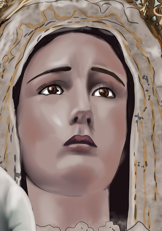 Detalle 2 Retrato de una nazarena de la Virgen de la Esperanza del paso de semana santa de Cuenca.