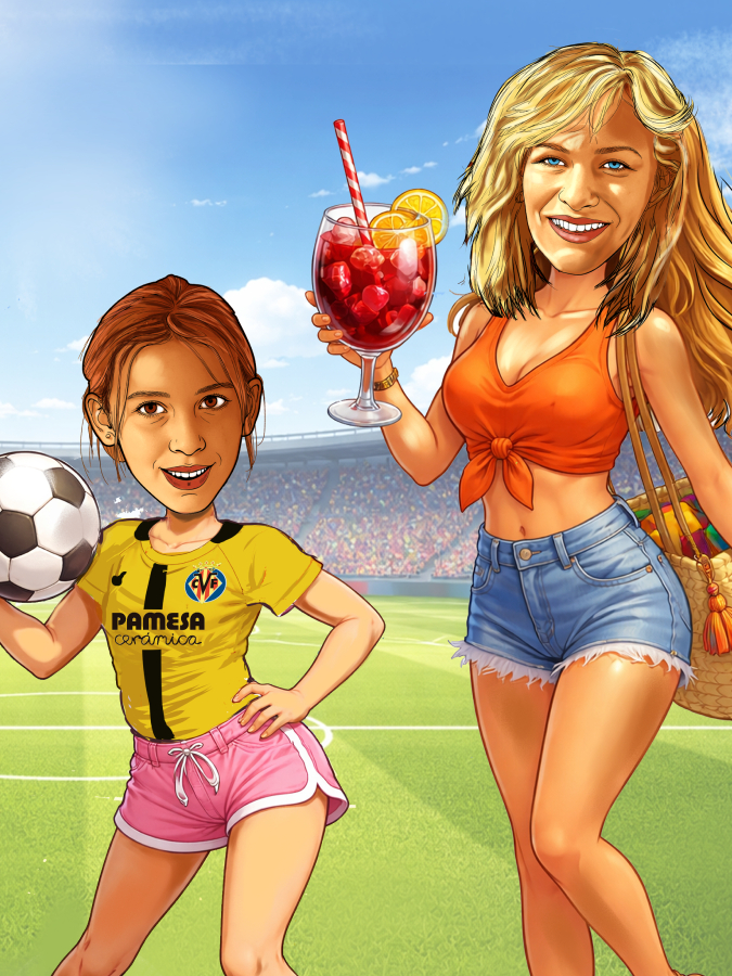 Detalle 3 Divertido dibujo personalizado de una familia futbolera unido por su pasión por el fútbol. Una ilustración original y llena de detalles simpáticos, perfecta para regalar y recordar momentos especiales en familia. Ideal como regalo personalizado para amantes del deporte y del buen humor.
