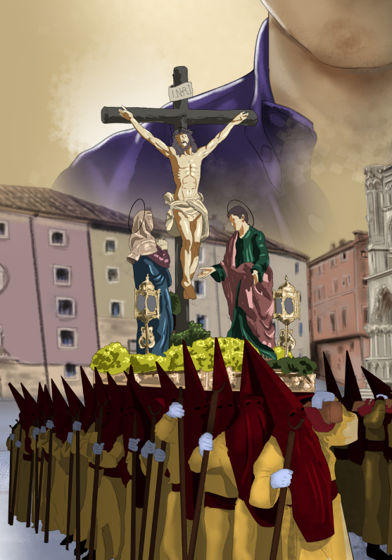 Detalle 2 Retrato del pregonero de la Semana Santa de Cuenca del año 2023. 