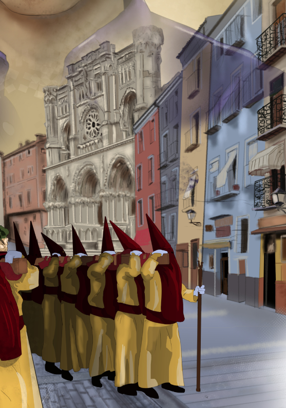 Detalle 3 Retrato del pregonero de la Semana Santa de Cuenca del año 2023. 