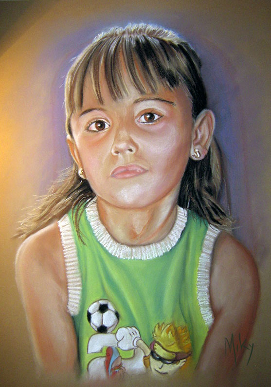 Detalle 1 Retrato realizado con pastel sobre papel canson. Tamaño 65x54 cm.