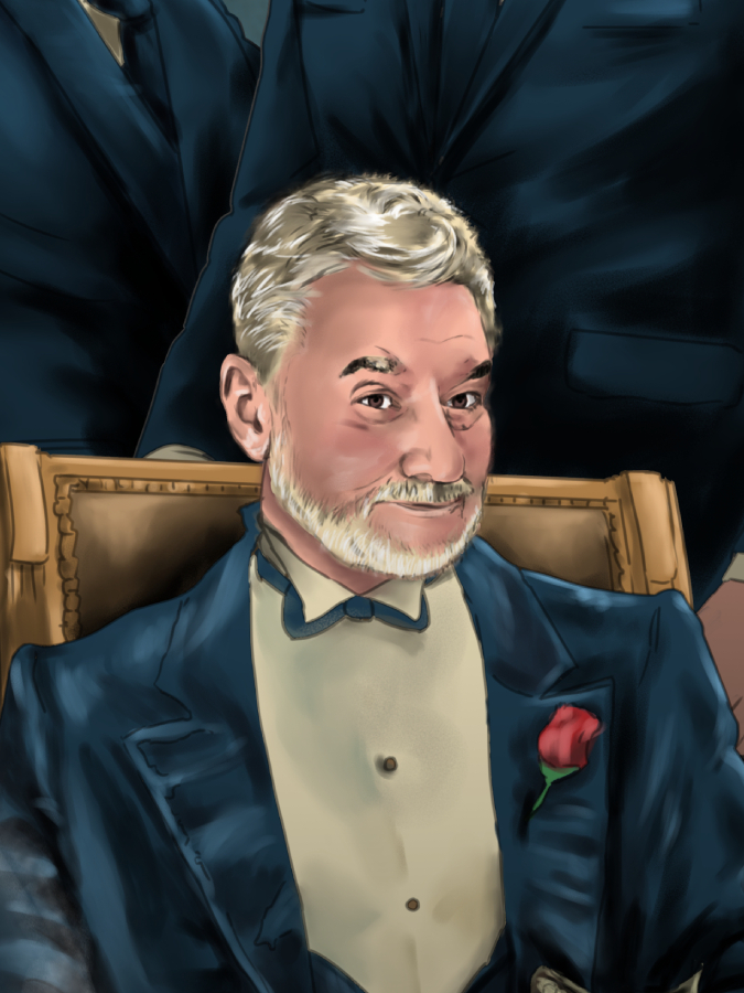 Detalle 2 Retrato familiar caracterizado como la mafia italiana, inspirado en la icónica película El Padrino.