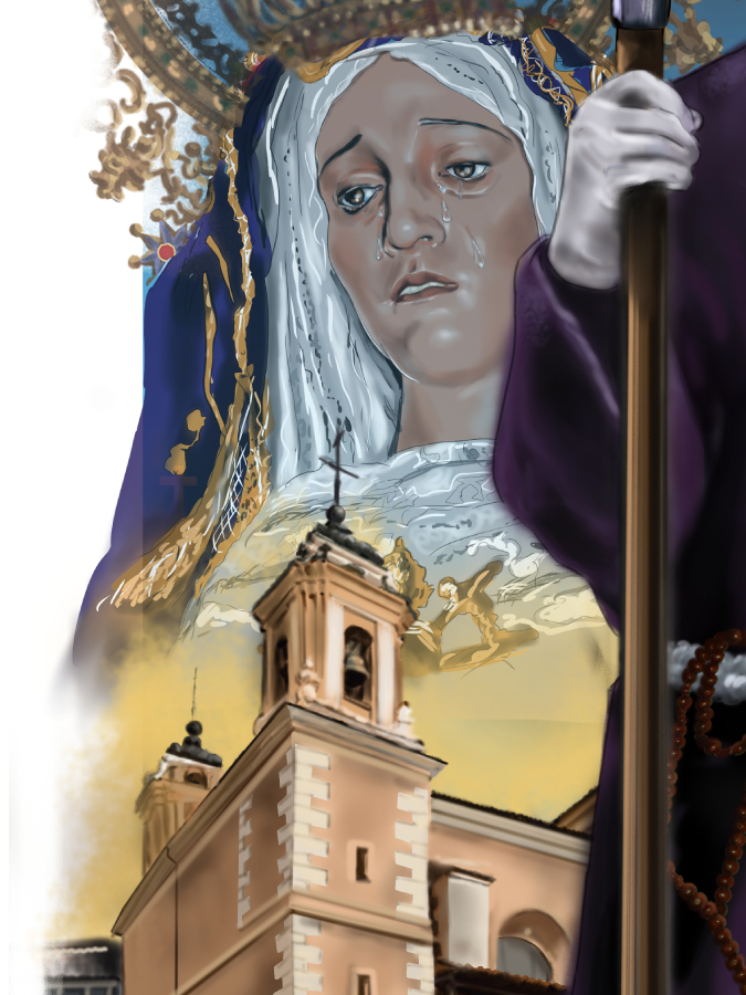 Detalle 3 Retrato de nazareno en Semana Santa combinado con la fiesta de San Mateo de Cuenca