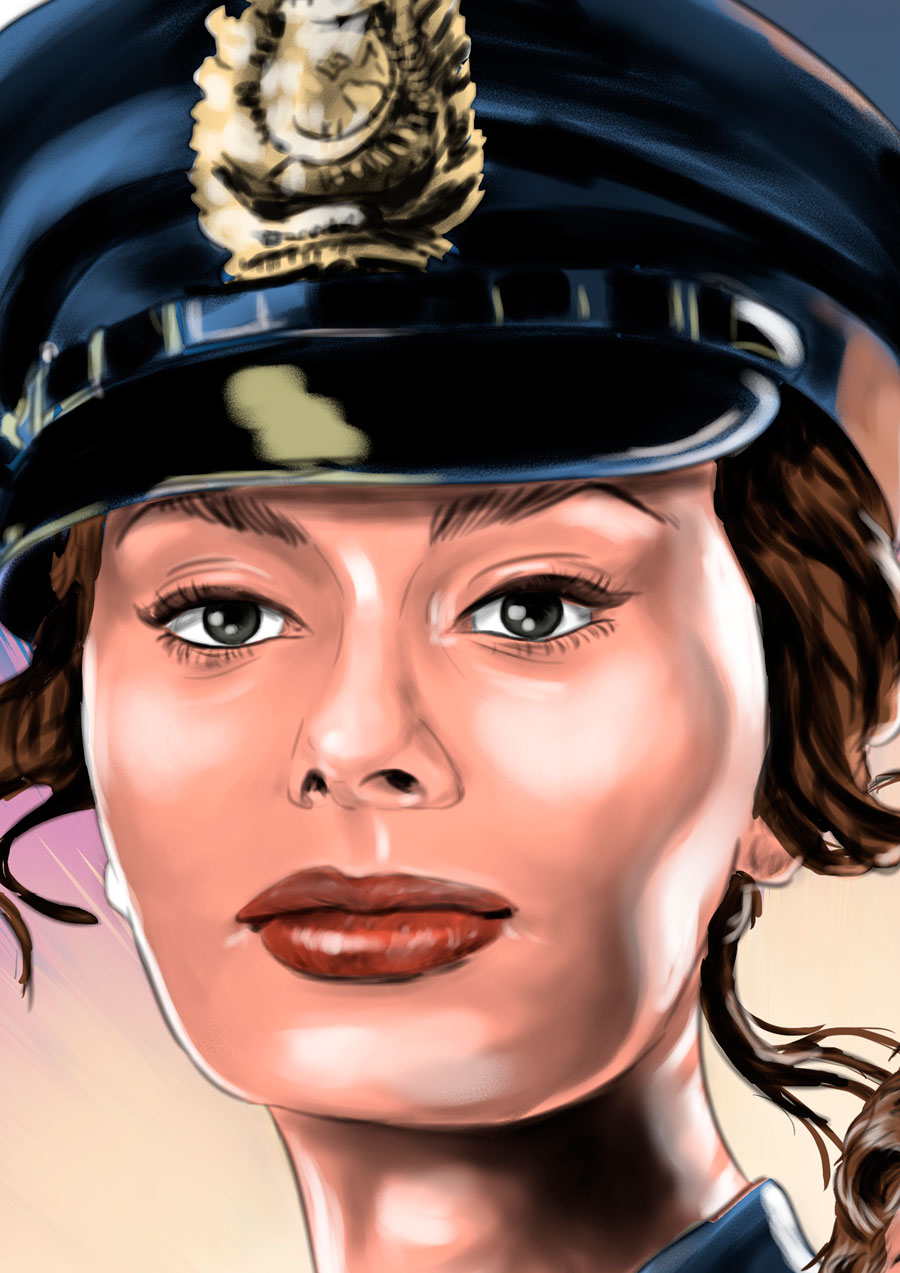 Detalle 1 Cartel de una película ficticia de Sofia Loren, Lady Cop. Saga películas imposibles
