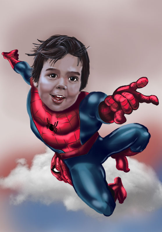Detalle 2 Dibujo de un niño convertido en spiderman