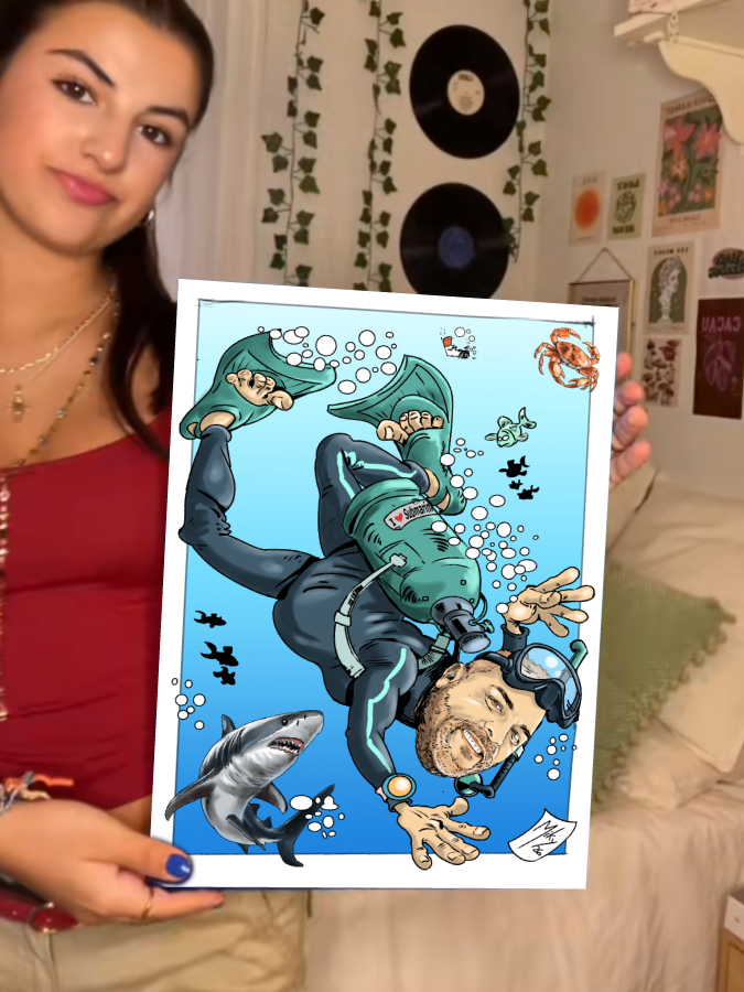 Detalle 4 Una caricatura personalizada para regalar combina humor, creatividad y un toque personal que hace que cada cuadro sea diferente, transformando a cada persona en el personaje que imagines.