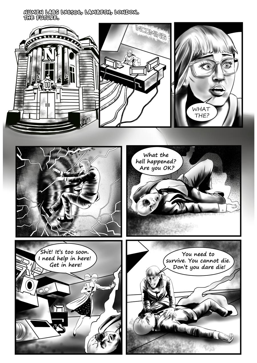 Detalle 4 <p>THE BRINK #4: Momentos en el tiempo</p>
<p>Guión: Steven Sweeney</p>
<p>Dibujo: Miky Ruizma </p>
Beckett se encuentra cara a cara con Lady Midday mientras Taker busca el momento en el que todo salió mal.
