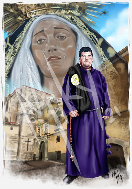 Detalle 1 Retrato de un hermano de la cofradía de la Virgen de la Soledad del Puente de Cuenca