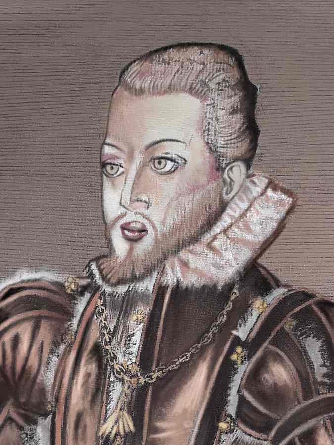 Detalle 2 COLECCIÓN ZIUR: Retrato de Felipe II realizado con acrílico sobre lienzo