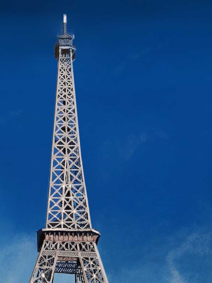 Detalle 3 Colección ZIUR. Cuadro de la torre Eiffel de Paris. Técnica Mixta sobre lienzo