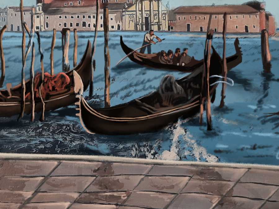 Detalle 3 Colección ZIUR: Ilustración de Venecia. Cuadro sobre lienzo con técnica mixta